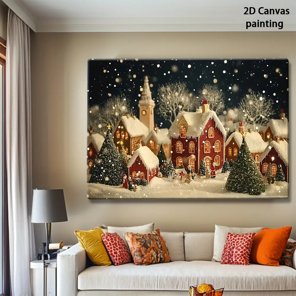 1pc 2D retro Christmas Eve and - đánh giá và giá Canvas Wrap Ready